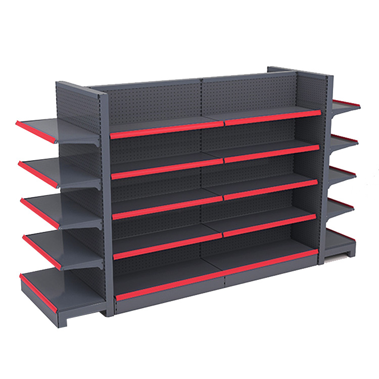 OEM Double-Sided Metal Gondola Shelving for Convenience Store &amp; Supermarket Economical Display Shelf With Competitive Price