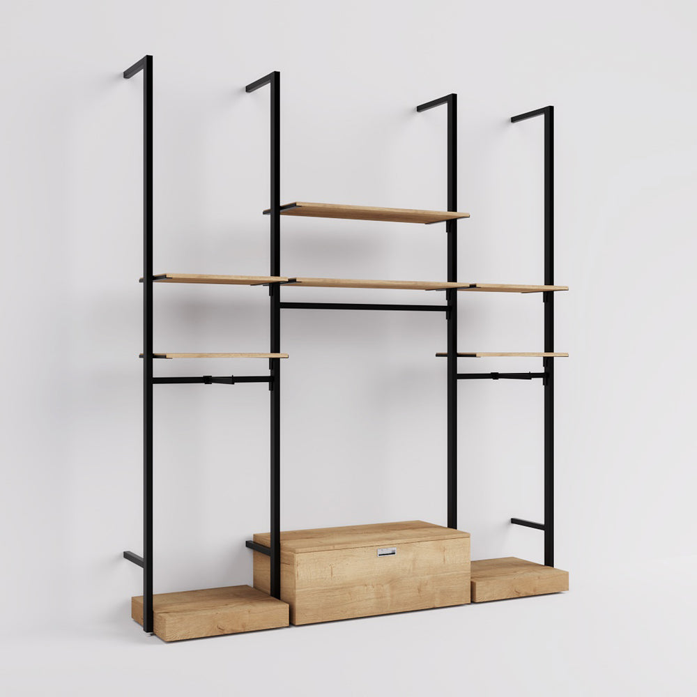 Kainice Heavy Duty Modern Gondola Shelving Wooden Iron Shelves Supermarket Display Racks Multi-Layer Snack Island Storage