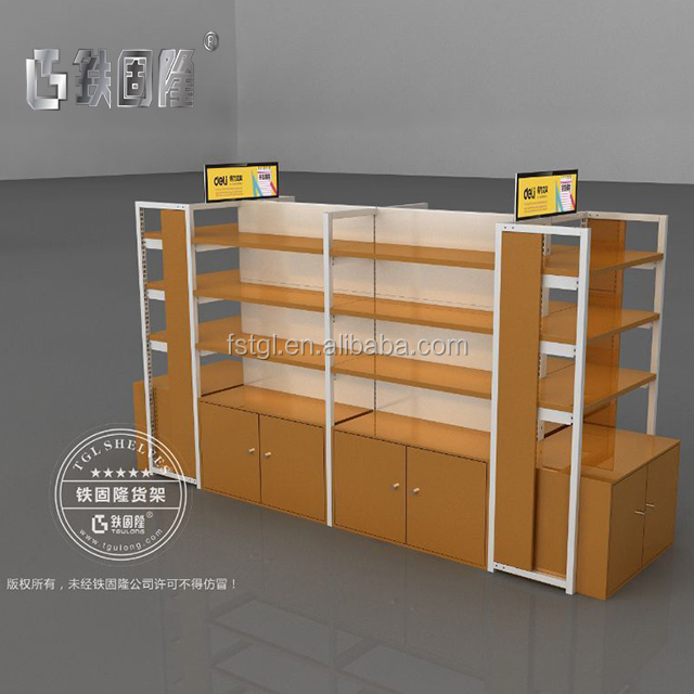 Supermarket Shelf Gondola Shelving Shop Wood Display Stand Boutique Supermarket, Convenience Store for Clothes and Bag Display