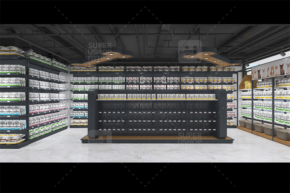 Custom Pet Store Display Design Pet Exhibition Display Commercial Animal Displays Rack Gandola Supermarket Shelf