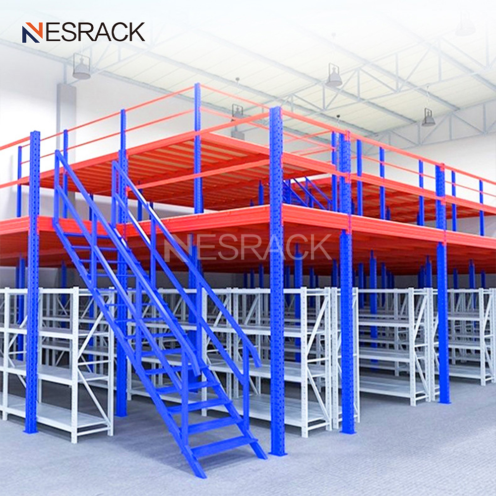 Heavy Duty Mezzanine Floor Shelving Steel Structure Warehouse Multi-tier Storage Units Corrosion Protection Adjustable Design
