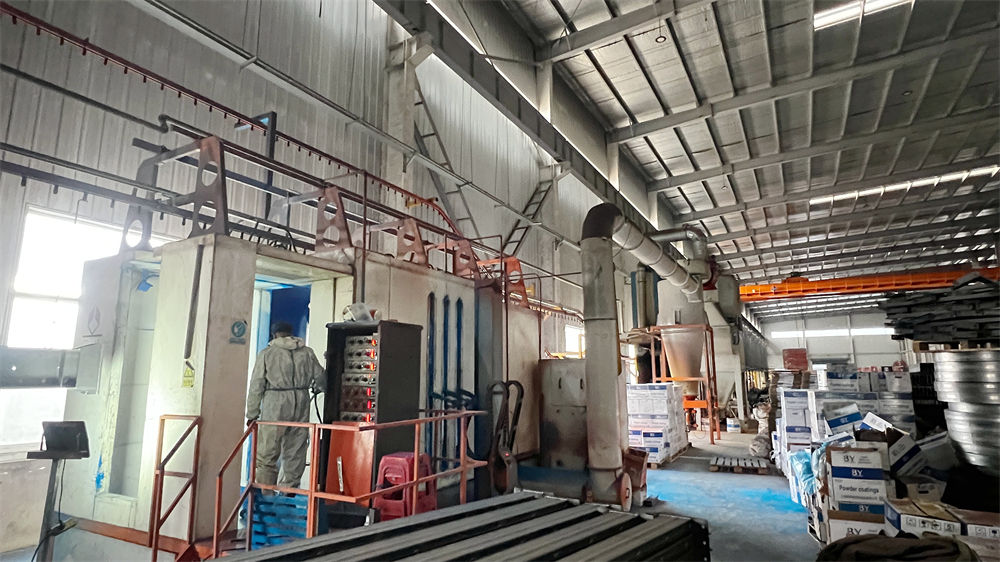 Electrostatic powder coating painting process for corrosion-resistant rack finish