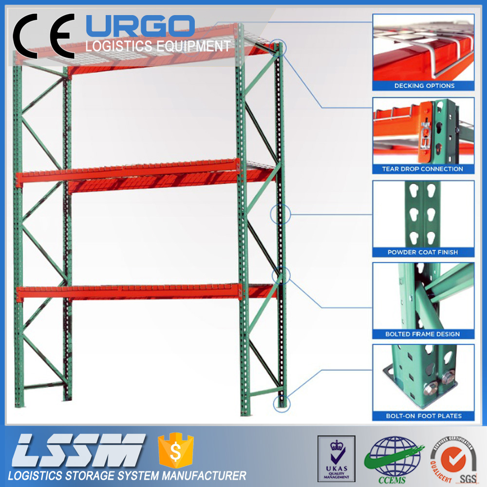 High Quality Warehouse Storage USA Teardrop Pallet Rack With Wire Mesh Deck