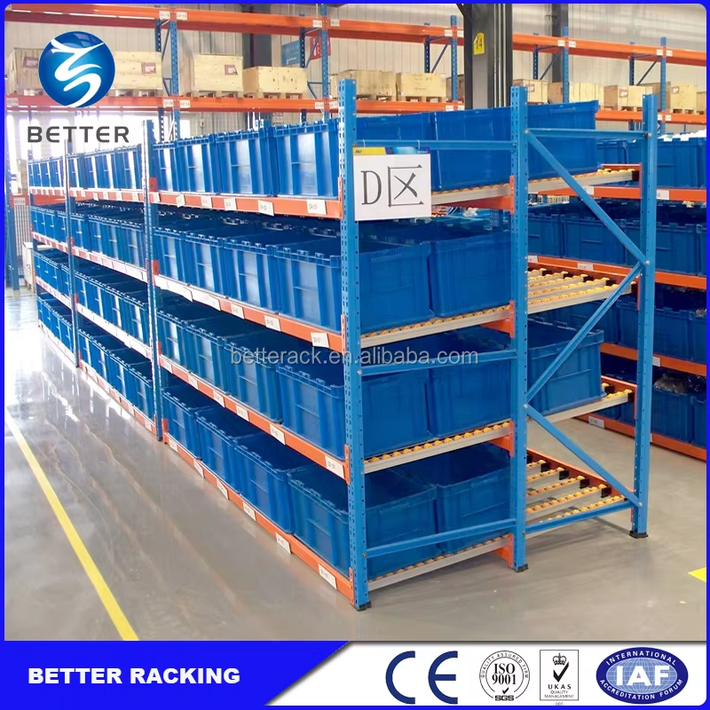 High Efficiency Carton Flow Rack Warehouse Industrial Gravity Flow Racking System For Warehouse Storage