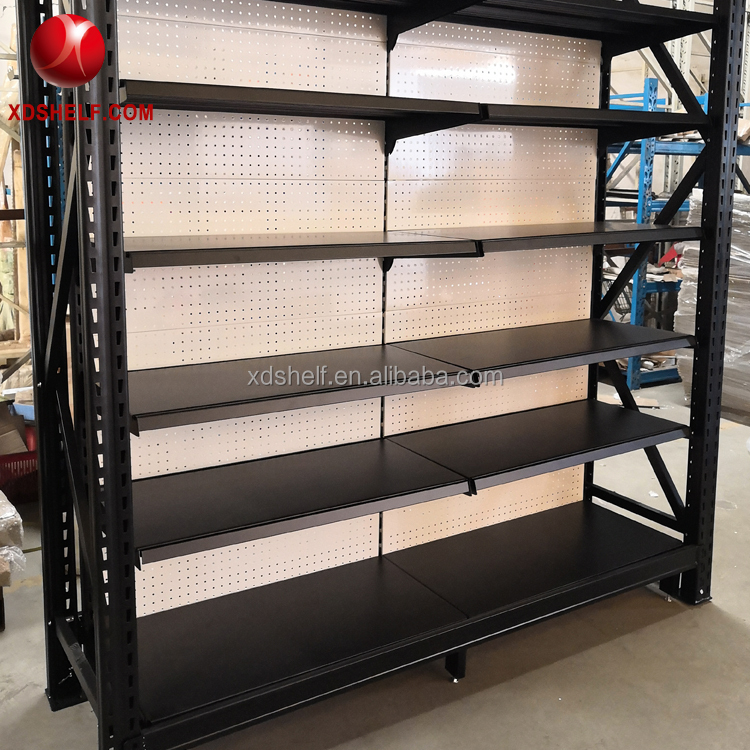 Export Australia Black Color Impressive Outrigger Hypermarket Shelving Unit System Multifunction Storage Rack