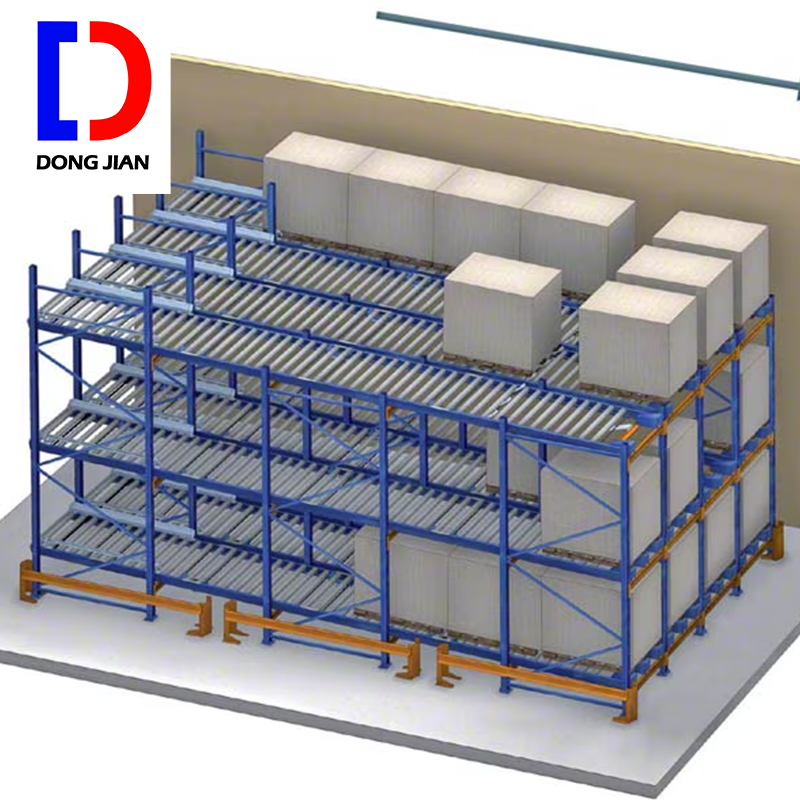 DJ Heavy Duty Gravity Flow Rack With Roller Tracks For Warehouse Storage Gravity Roller Rack