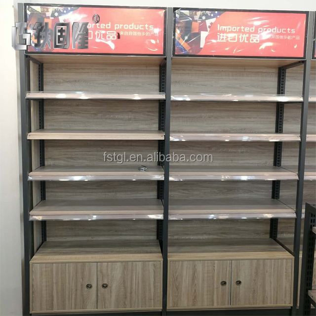Supermarket Shelf Gondola Shelving Shop Wood Display Stand Boutique Supermarket, Convenience Store for Clothes and Bag Display
