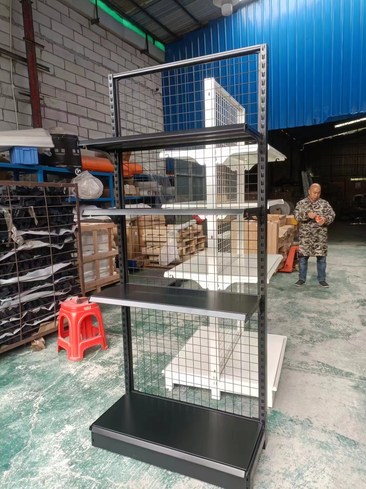 Middle Duty Shelves Back Net Gondola Metal Rack Hot Sale Supermarket Convenience Store Shelves