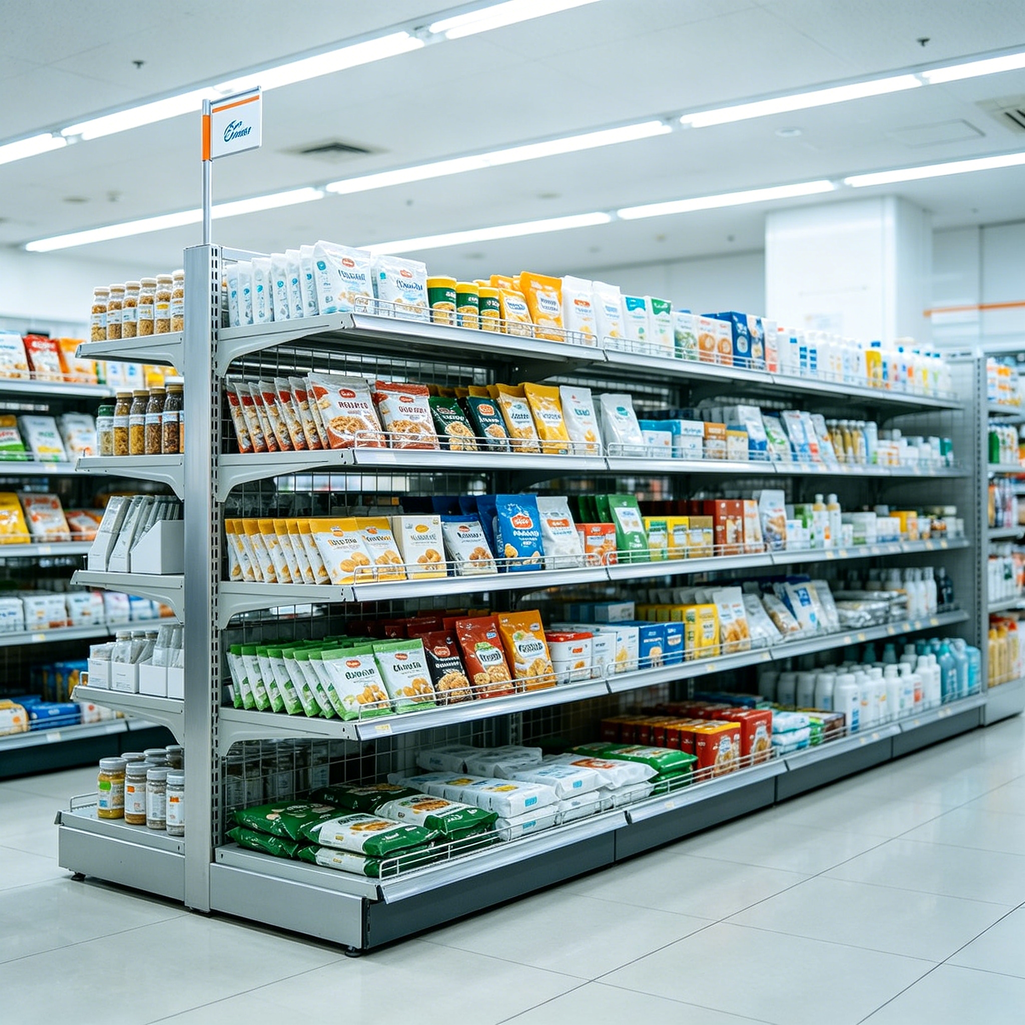 Double Sided Supermarket Gondola Shelving Adjustable Metal Retail Display Shelf for Hypermarket Shop