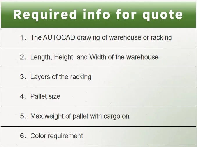Vna (Very Narrow Aisle) Racking System for Warehouse