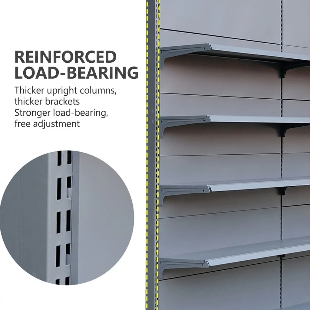 Double Sided Supermarket Gondola Shelving Adjustable Metal Retail Display Shelf for Hypermarket Shop