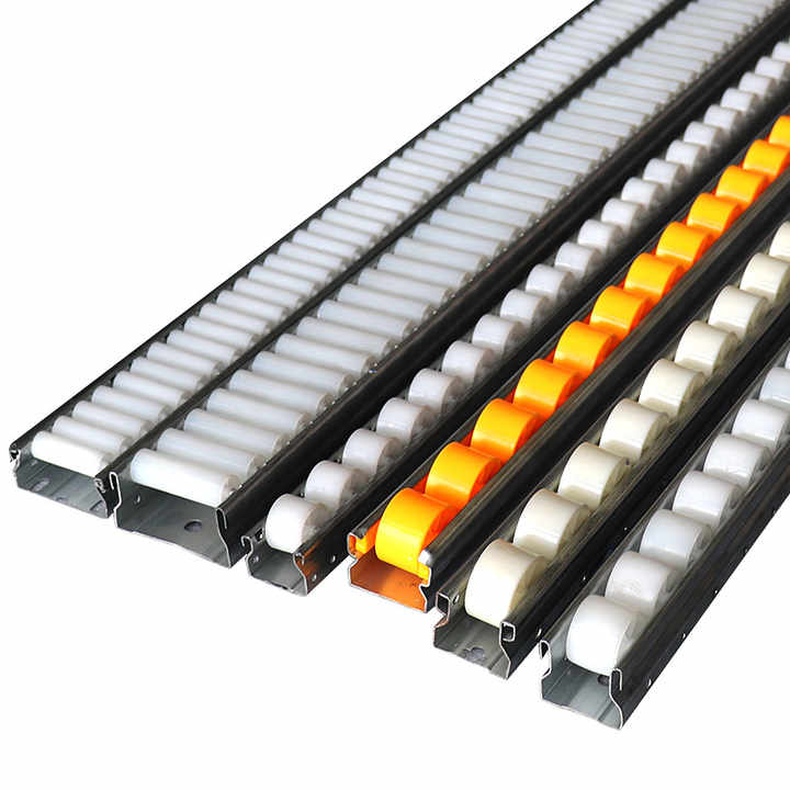 Gravity Flow Rail Roller Track PE ABS Wheel 200KG Load Carton Flow Rack FIFO Storage Sliding Shelf for Warehouse