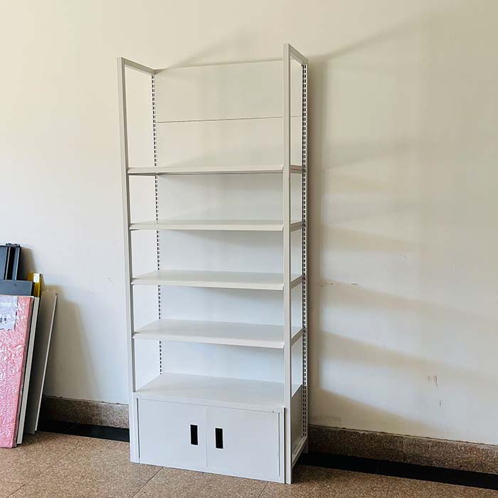 Chuangmeijia Popular White Metal Shelving Single Side Grocery Shelves for Supermarket Adjustable Retail Store Gondola Shelving