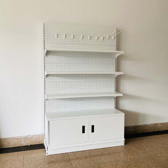 Chuangmeijia Popular White Metal Shelving Single Side Grocery Shelves for Supermarket Adjustable Retail Store Gondola Shelving
