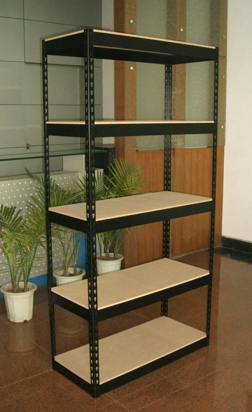 Light Duty Galvanized 5 Tier Boltless Rivet Metal Steel Garage Storage Rack Metal Shelving for Home Light Duty Warehouse Market Use