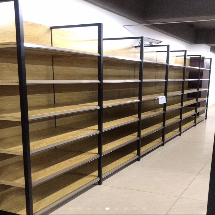 Shop Shelf S Display Rack Steel Adjustable Commercial Metal Shelving Stand Rack Long Wooden Shelf