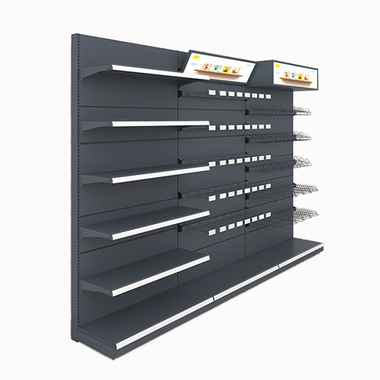 China Supermarket Gondola Shelving for Sale Advertising Display Supermarket Shelf Rack