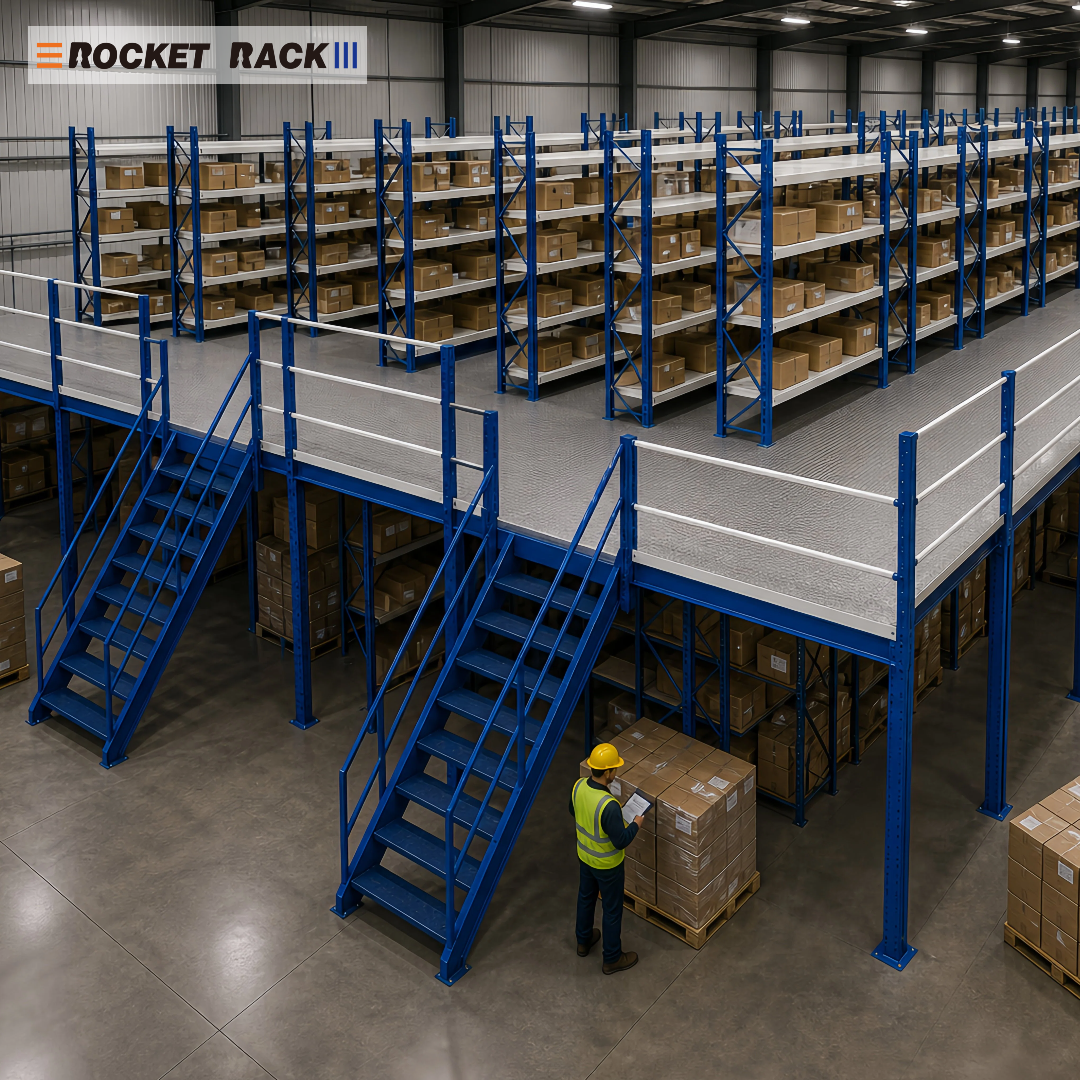 Custom Mezzanine Floor Racking for Industrial Storage Multi Tier Steel Platform with Metal Layer