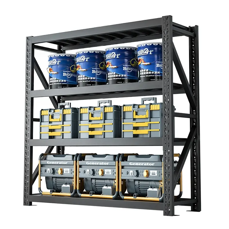 New Design-layer Steel Frame 4/5 Garage Stacking Shelf 300KG Heavy Duty Warehouse Storage Rack for Garage,Basement,Warehouse
