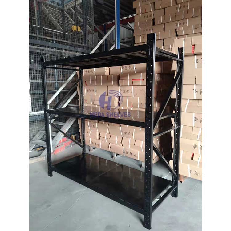 Custom Heavy Duty Shelving 300 Kg Layer Garage Black 4 Tier Warehouse Storage Metal Stacking Shelf Rack Unit for Warehouse