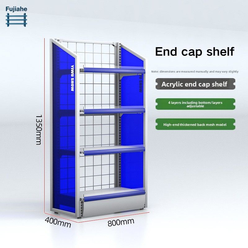 Modular Supermarket Gondola Shelving Starter &amp; Add-on Bay System with End Cap Rack for Retail Grocery Display