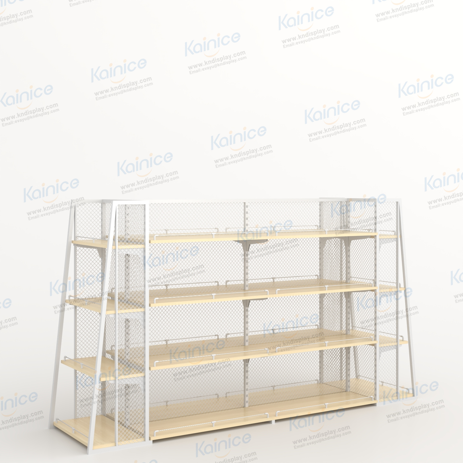 Kainice Light Duty Stainless Steel White Double-Sided Supermarket Shelves &amp; Chocolate/Biscuit Display Racks Quick Installation