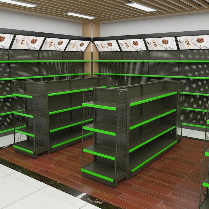Supermarket Rack Light Duty Double Sided Metallic Gondola Shelving for Retail Store Factory Price Shop Shelving Shelf