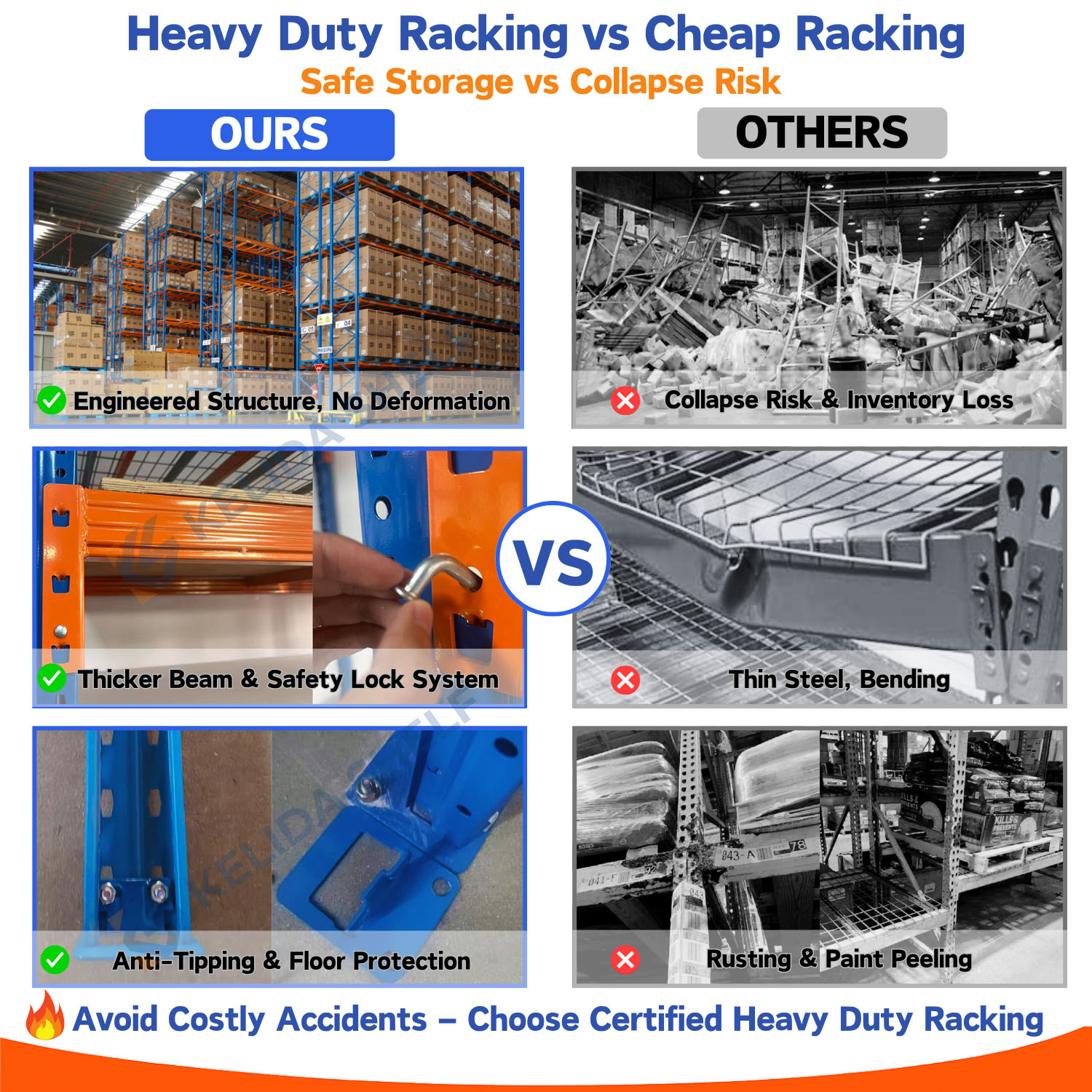 Heavy Duty Steel Double Deep Pallet Racking, 6m Height Adjustable Warehouse Racks for High-Capacity Storage
