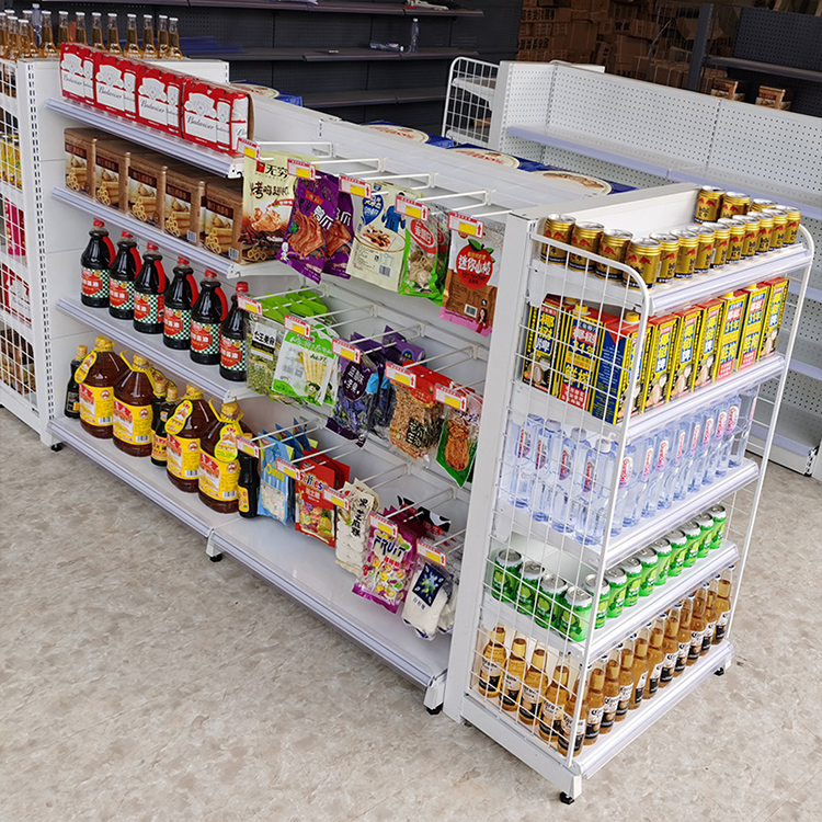Guichang Estantes Double-Sided Supermarket Display Racks Stands Light Duty Metal Display Gondola for Shopping Mall Regal