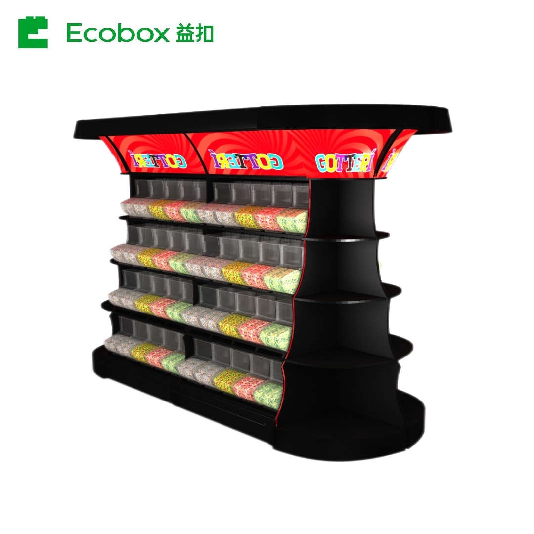 Hypermarket Iron Bulk Station Gondola Metal Shelving Retail Display Storage Rack Supermarket Shelf with Gravity Bins