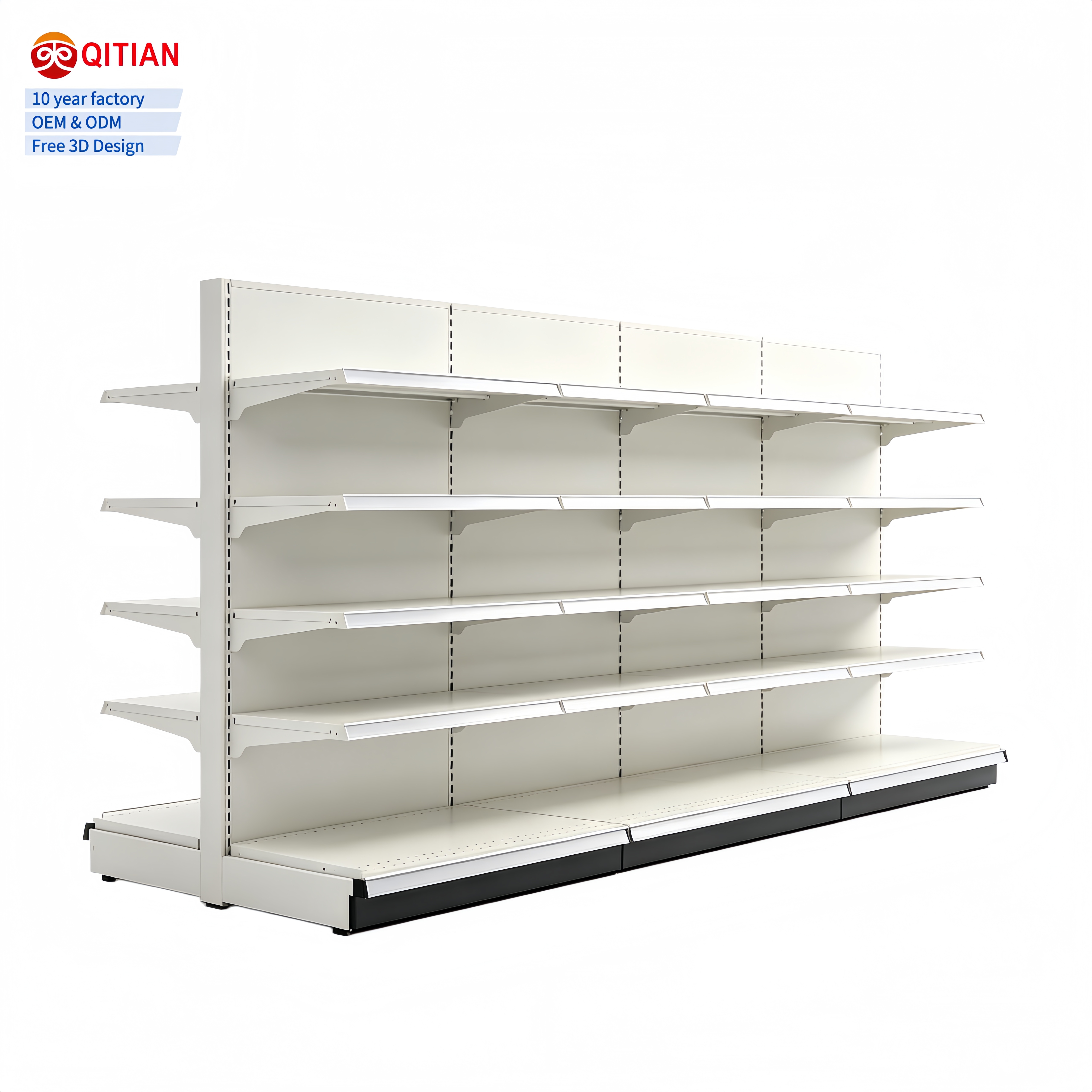 Double Sided Supermarket Gondola Shelving Adjustable Metal Retail Display Shelf for Hypermarket Shop
