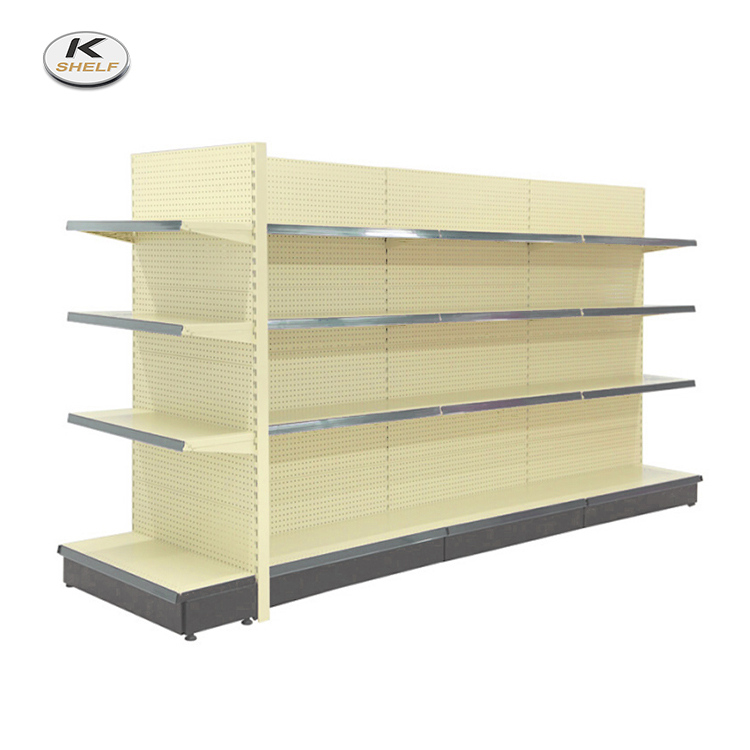 Black Metallic Heavy Duty Hypermarket Supermarket Used Double Sided Island Gondola Shelves Thumbnail 2