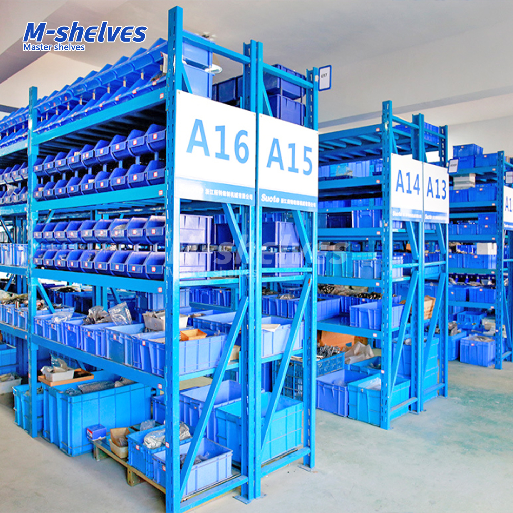 Durable Steel Load-bearing Stackable Multi-Level Racking Shelves Corrosion Protection For Retail Stockroom Inventory Arrangement