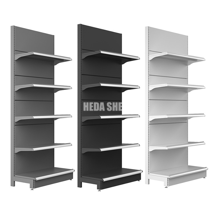 5 Tiers Supermarket Wall Shelf Black Pegboard Gondola Display Grocery Store Shelves