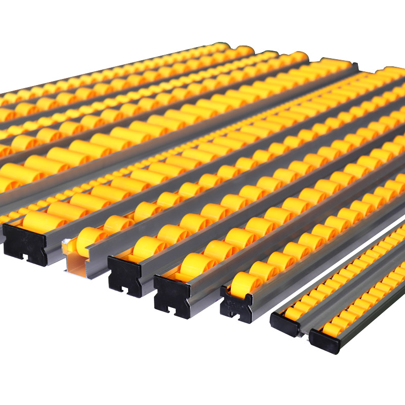 Gravity Flow Rail Roller Track PE ABS Wheel 200KG Load Carton Flow Rack FIFO Storage Sliding Shelf for Warehouse