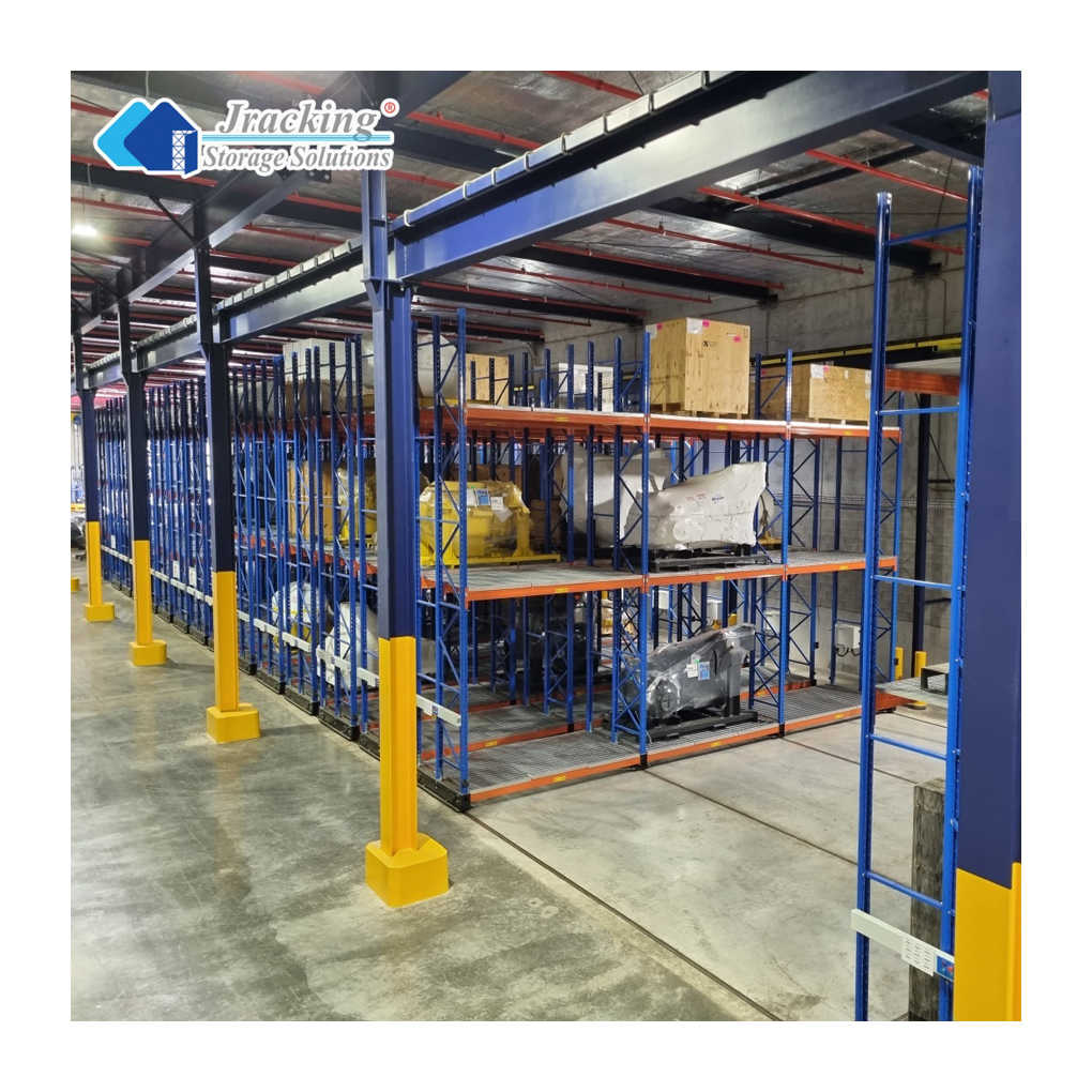 Automatic Electric Guide Rail Type Mobile Pallet Racking System Steel Warehouse Storage