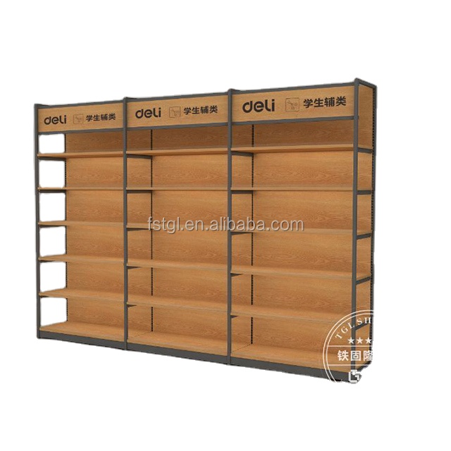 wood gondola shelving details
