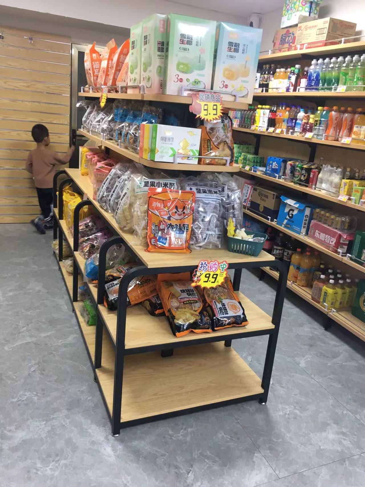 Retail Store Shelf High Quality Heavy Cold-rolled Steel Wood Wall Gondola Shelf &amp;Supermarket Shelf