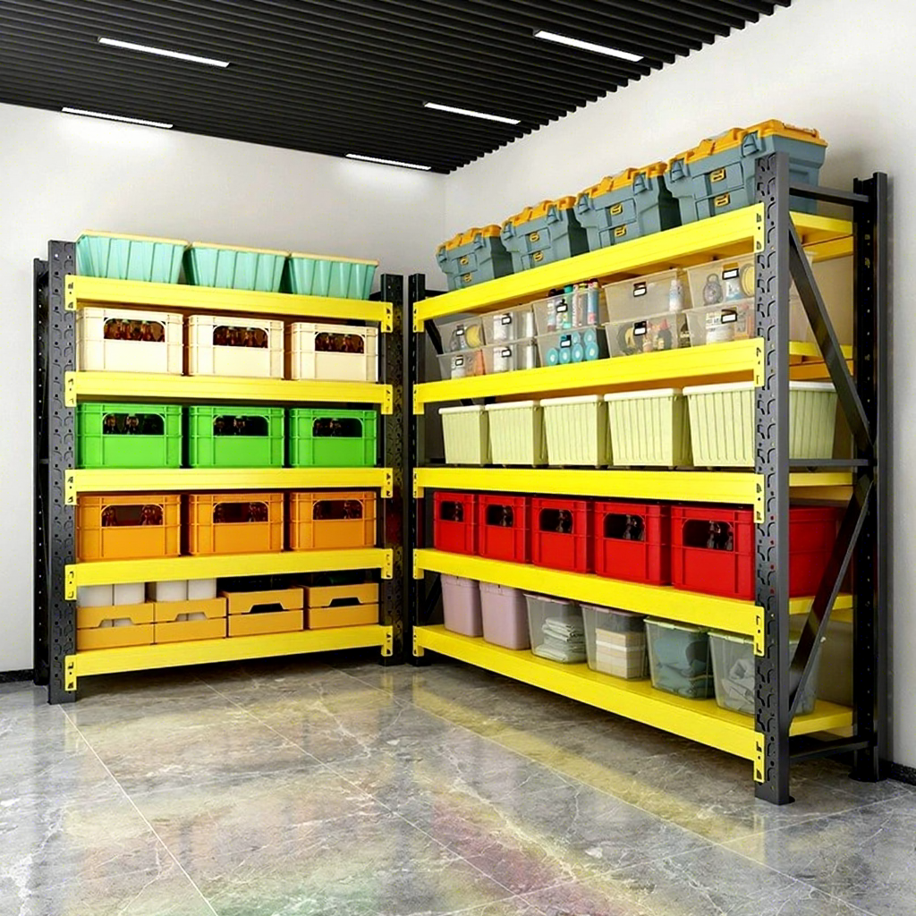 Boltless Adjustable Heavy Duty Load-Bearing 500kg/Layer Iron 4-Layer Industrial Storage Shelf Racking System