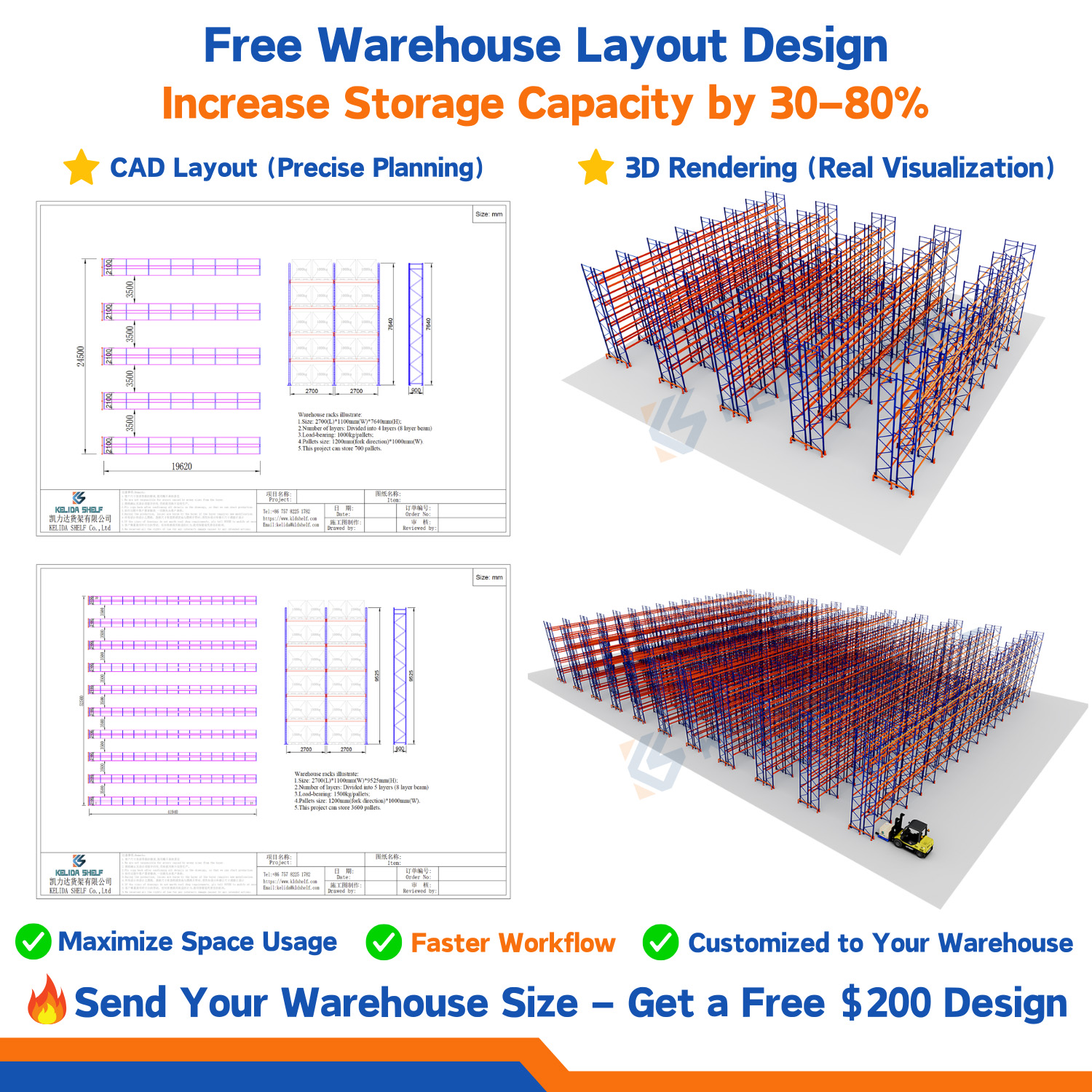 Heavy Duty Steel Double Deep Pallet Racking, 6m Height Adjustable Warehouse Racks for High-Capacity Storage