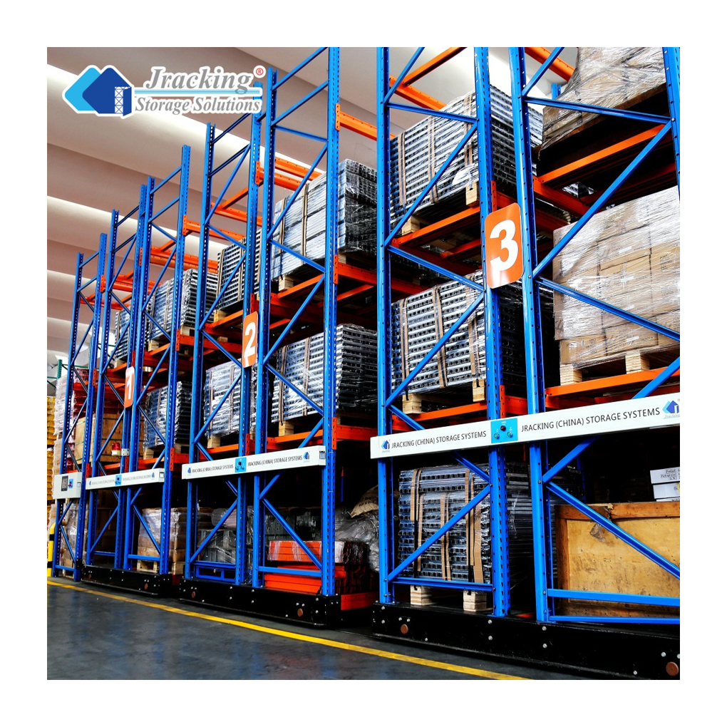 Automatic Electric Guide Rail Type Mobile Pallet Racking System Steel Warehouse Storage