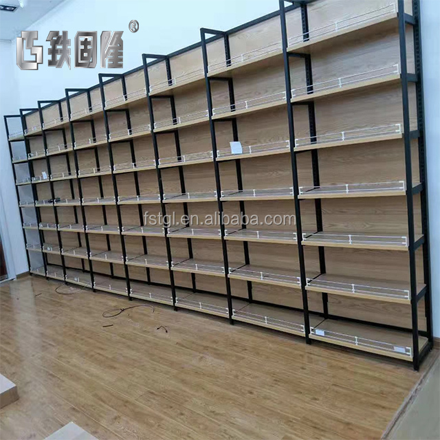 Supermarket Shelf Gondola Shelving Shop Wood Display Stand Boutique Supermarket, Convenience Store for Clothes and Bag Display