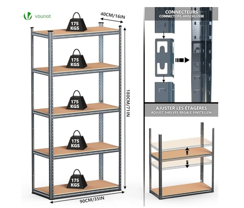 Industrial Boltless Metal Adjustable Rivet Shelf, Industrial Storage Racks, Tool Rack, Home Shelves, Supermarket Shelves, Iron Stacking Racks