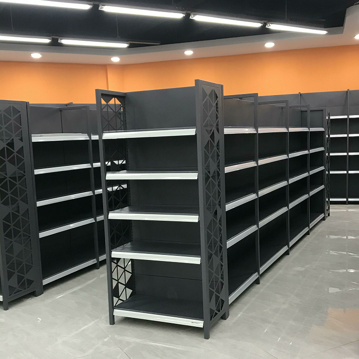 New Design Supermarket Shelf with Great Price Luoyang Double Side Gondola Steel From China Hypermarket Shelving System