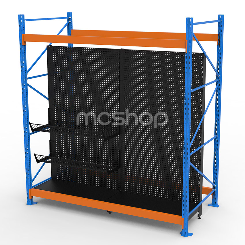 Heavy-Duty Double-Sided Integrated Shelving Rack Supermarket Gondola Display Racking Metallic Hypermarket Rack