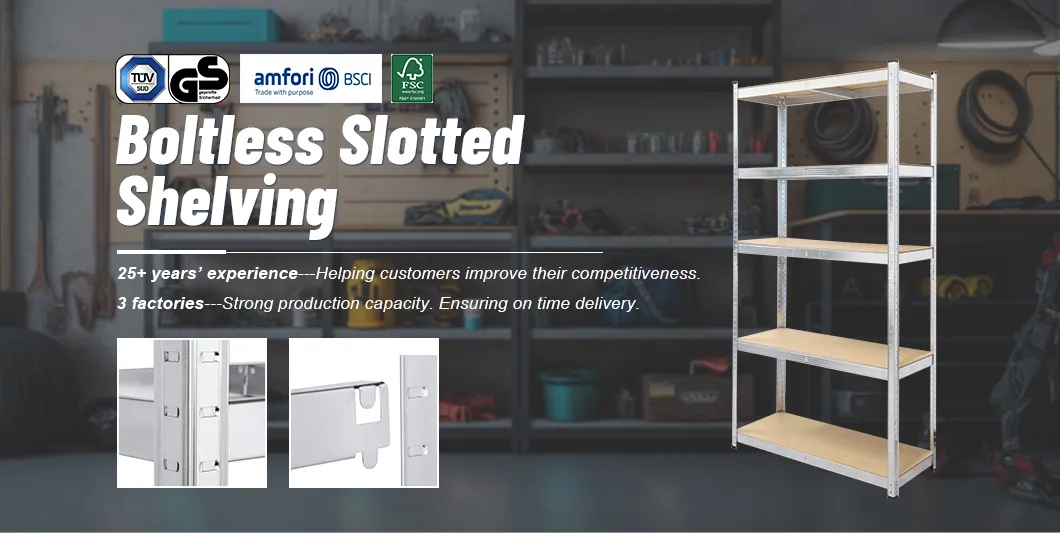 Assembled No Rivet Tier Shelving Metal 5 Layer Boltless Steel Shelf