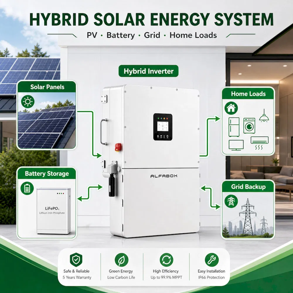 Inversor Solar Residencial Híbrido Conectado à Rede, Resistente a Intempéries e à Poeira