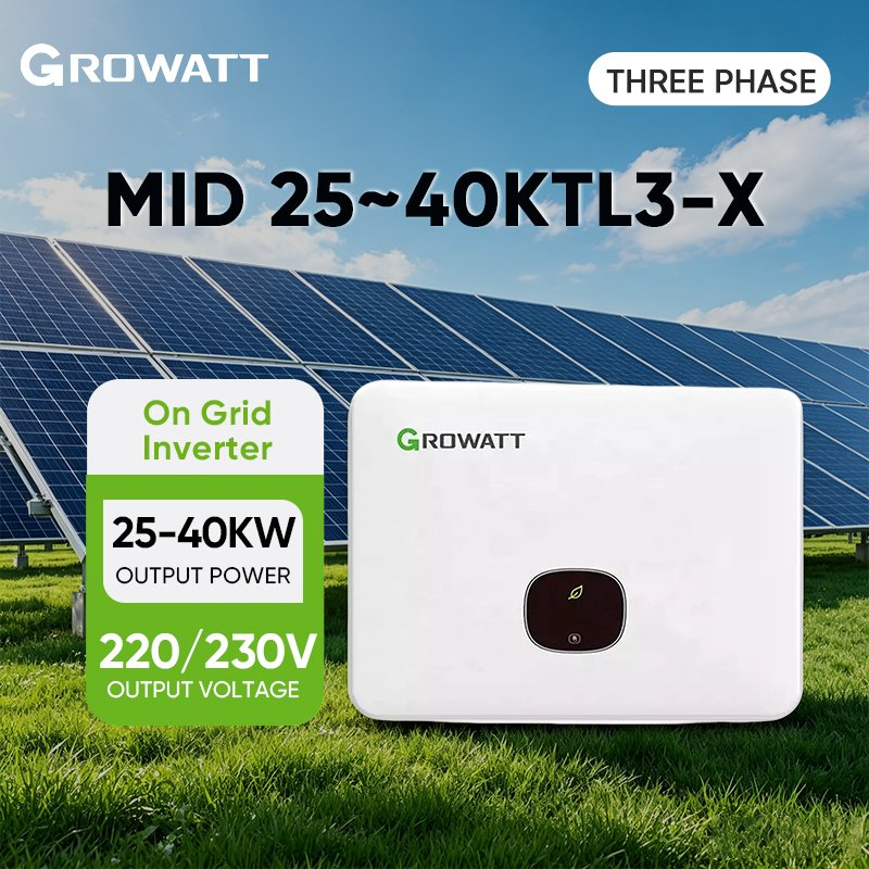 Inversor Solar Growatt MID 25~40ktl3-X 3 Fase 25kw 30kw 40kw Inversor Conectado à Rede Inversor de String 3MPPT com Função Afci Inversor de Energia Solar para Casa