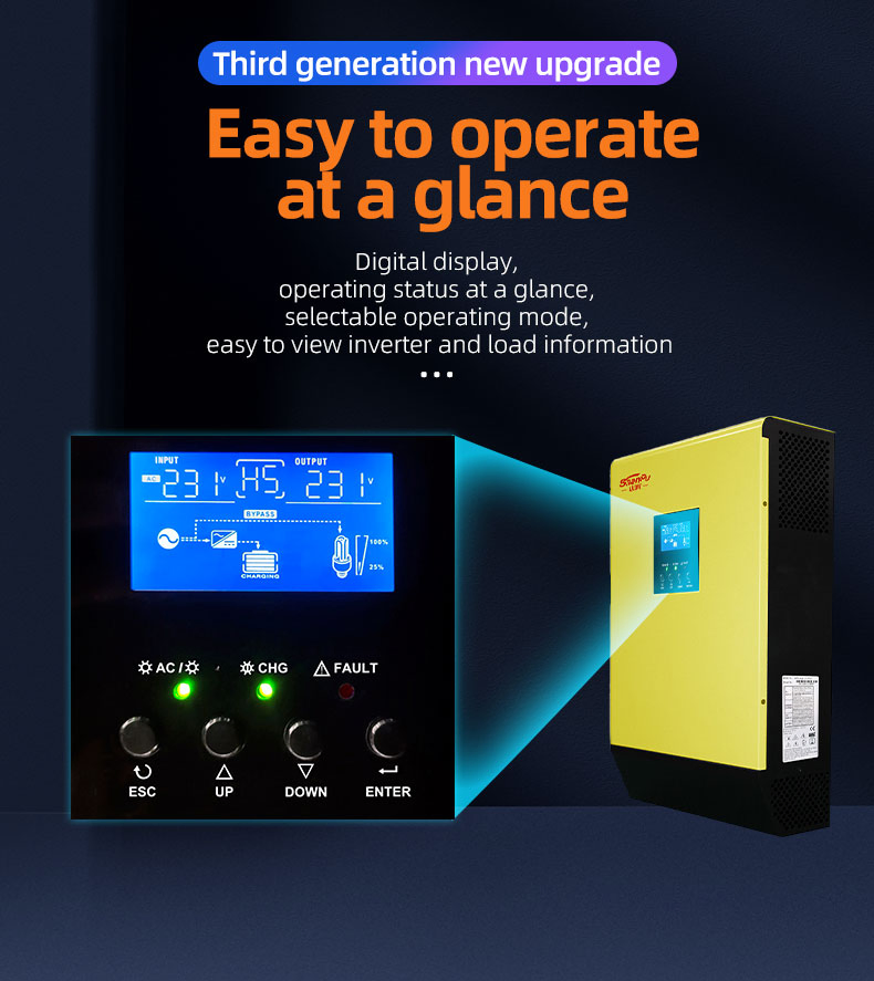 Inversor Fotovoltaico Inteligente Atacado 5kw Conectado à Rede/Off Grid Onda Senoidal Pura Máquina Integrada Inversor Solar MPPT