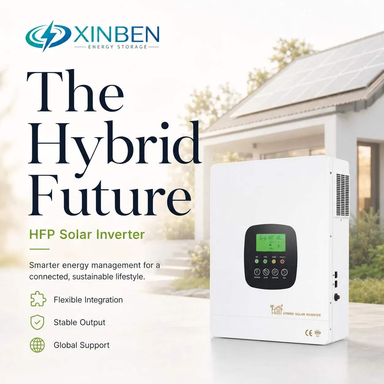 Inversor Híbrido de Energia Solar Inteligente 1kw-12.3kw com Carregamento MPPT WiFi RS485 Saída de Onda Senoidal Pura